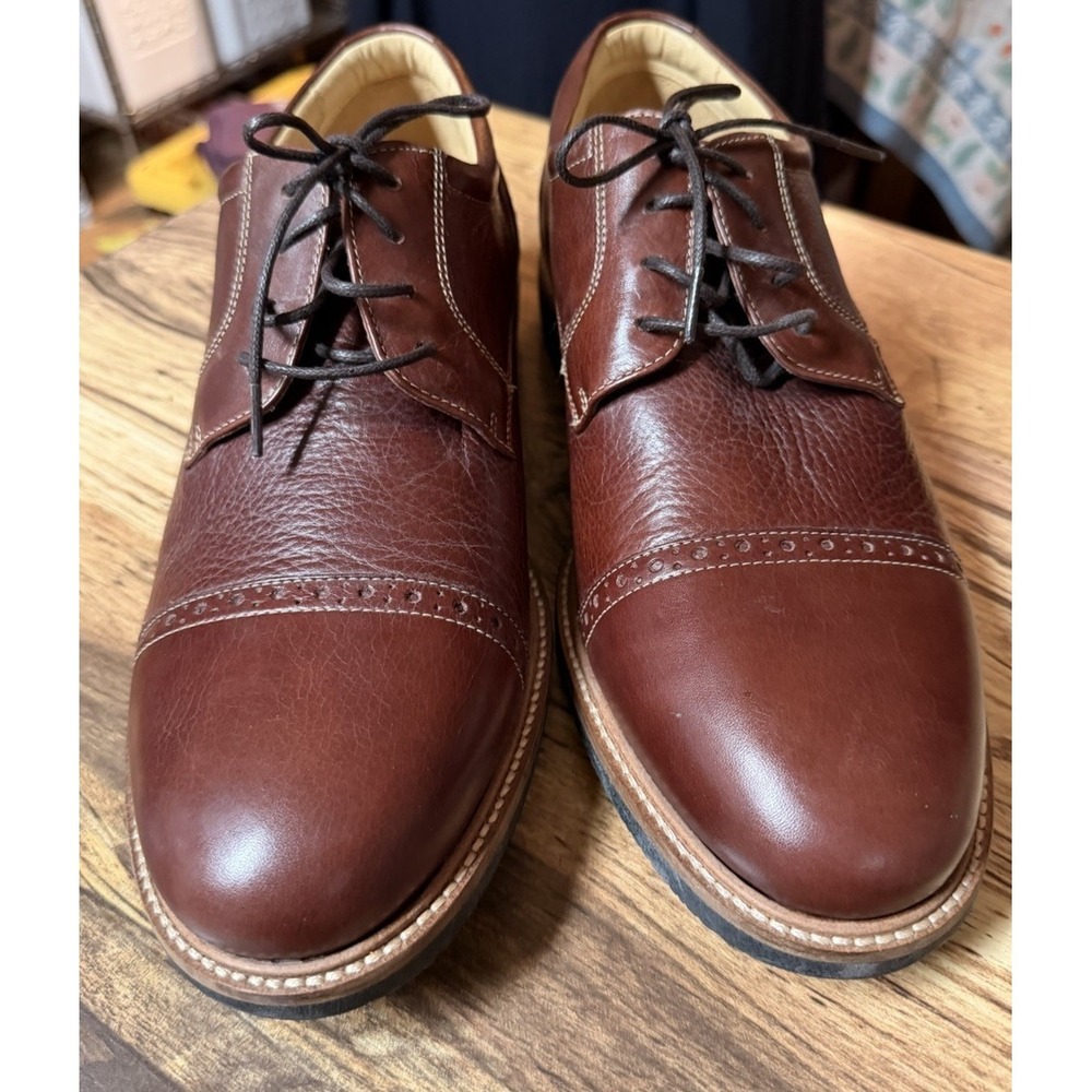 Johnston Murphy Mens CBrown Sheep Skin Cap Toe Lace Up Dress Casual Shoes 10 M
